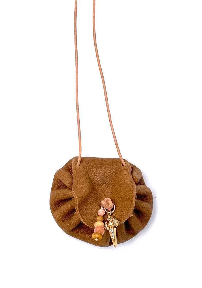 Sautoir Romy Cuir Marron Croix