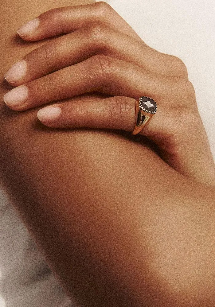 Bague Chevalière Pierrot Noire