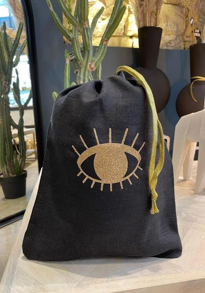 Pochette De Voyage "Oeil" En Lin Grand Modèle