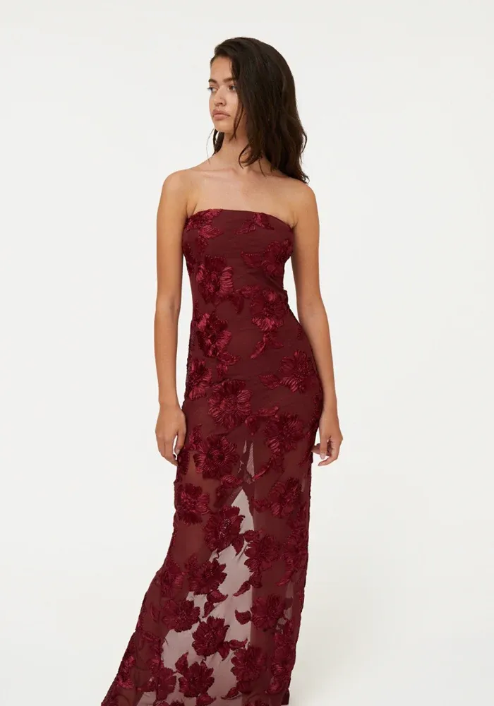 Robe 3D Mesh Maxi Bordeaux – Image 3