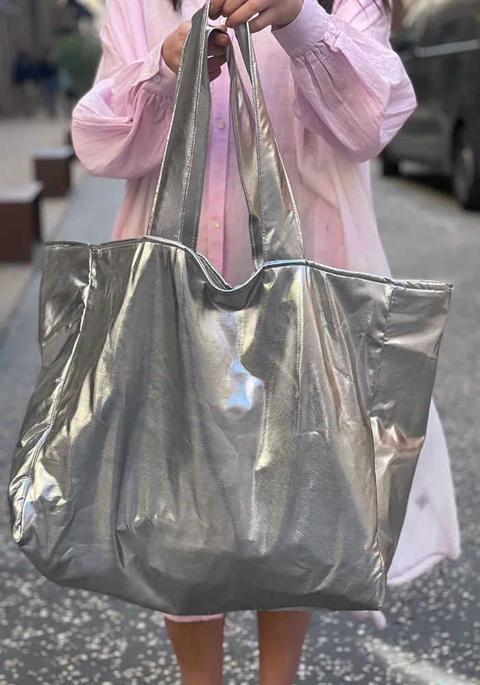 Cabas XXL Réversible Argenté – Image 2