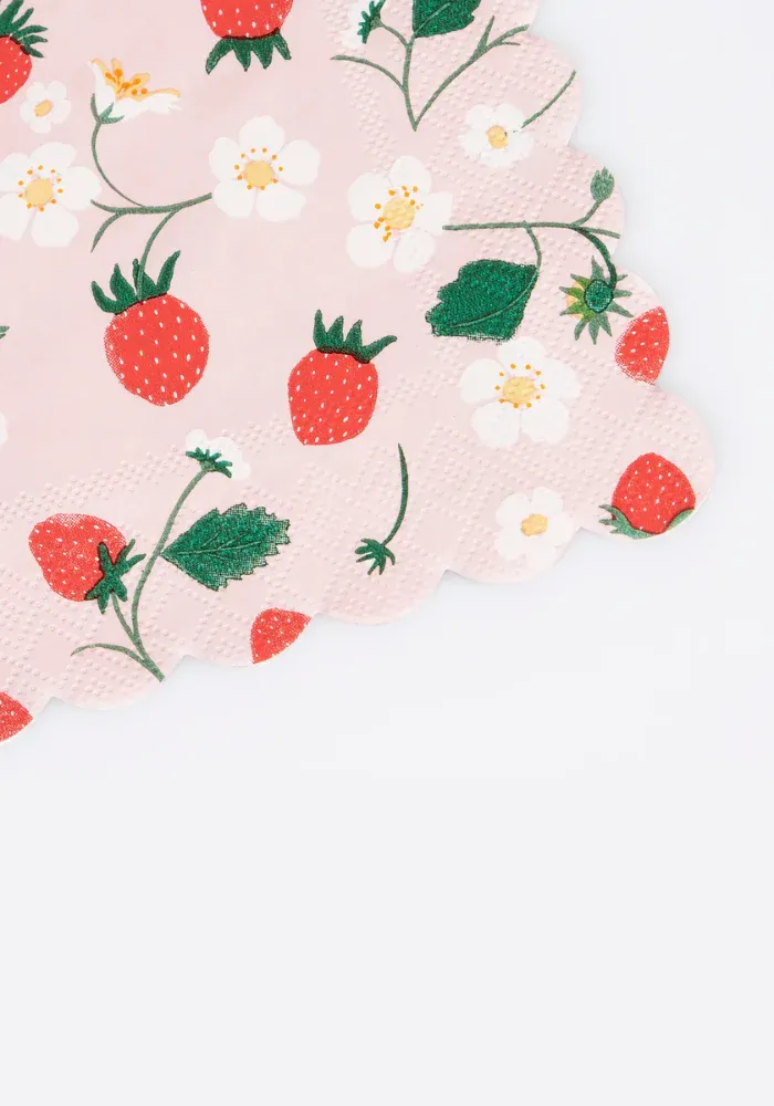 Lot de 16 Grandes Serviettes En Papier Motif Fraise – Image 2