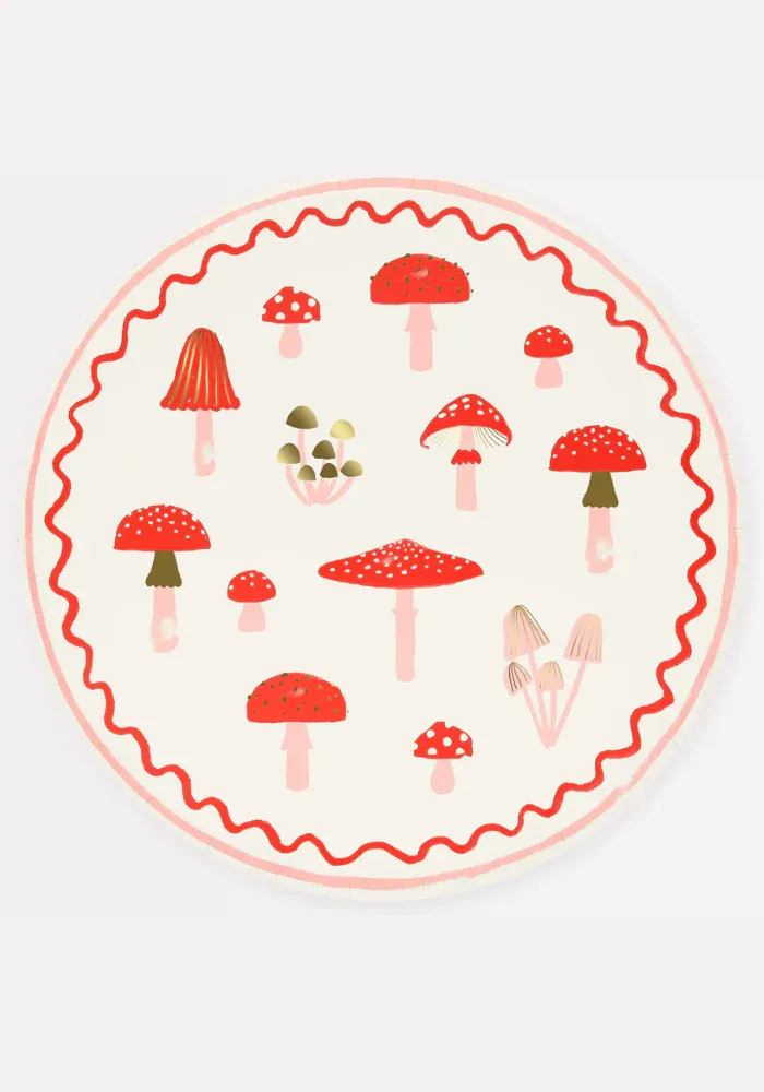 Set De 8 Assiettes En Papier Champignons