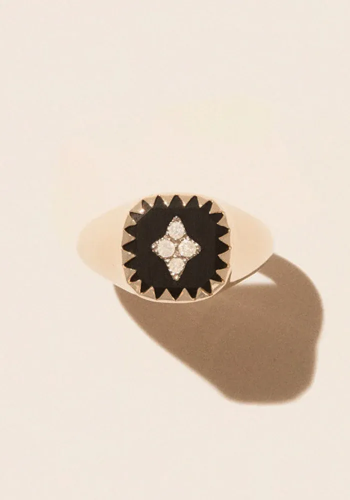 Bague Chevalière Pierrot Noire – Image 2