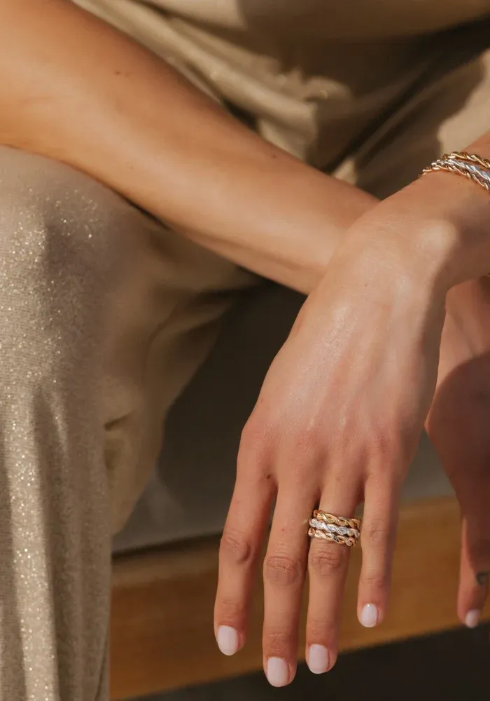 Bague Ajustable Tressée Plaqué Or – Image 2