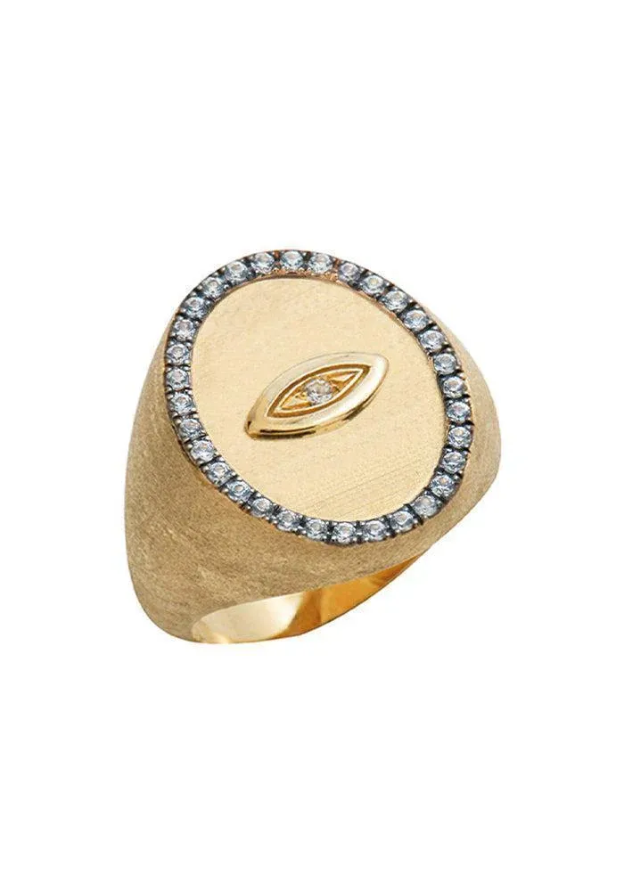 Chevalière Oeil Saphirs Blancs