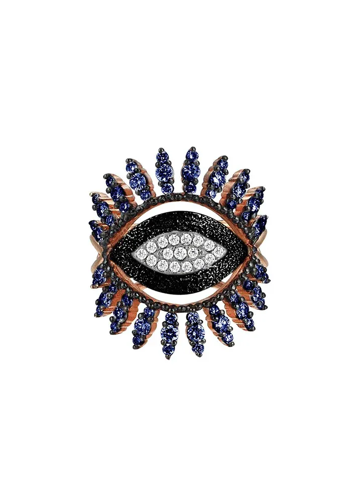 Bague Oeil Regina Diamant Blancs et Saphir – Image 2