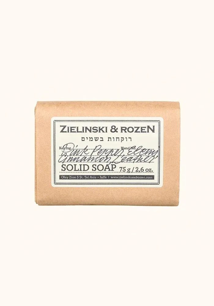 Savon Solide Poivre Rose, Élémi, Cannelle, Cuir 75g