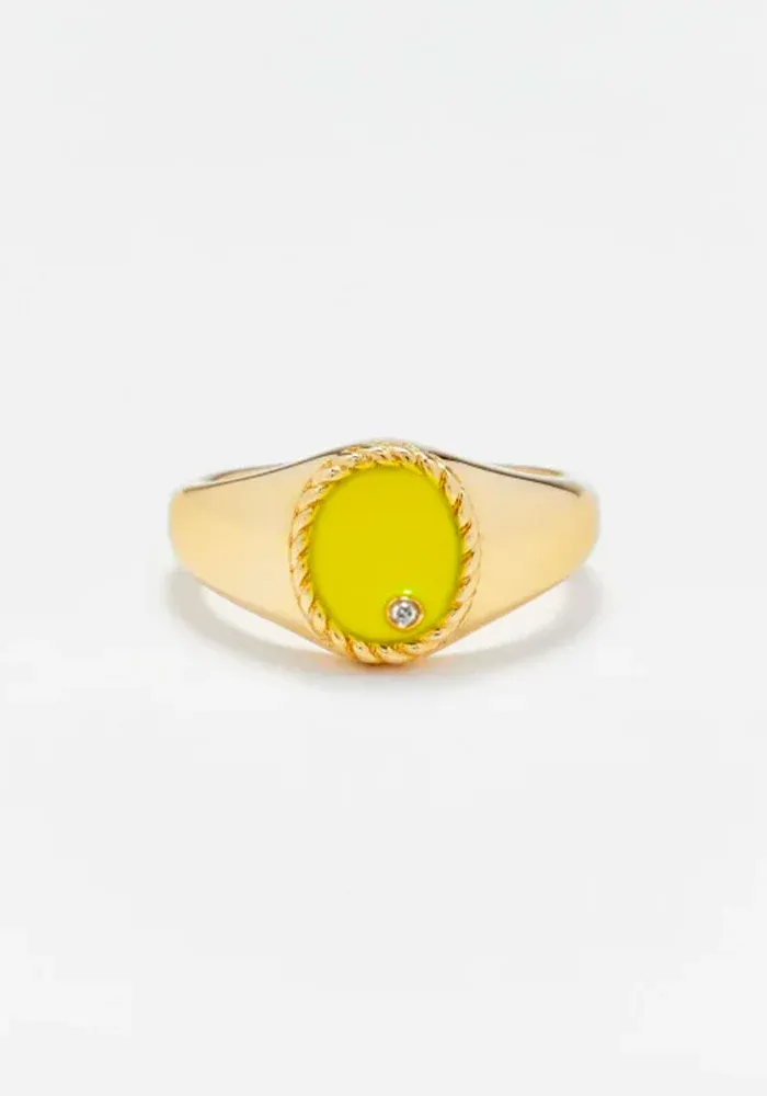 Baby Chevalière Ovale Néon Jaune