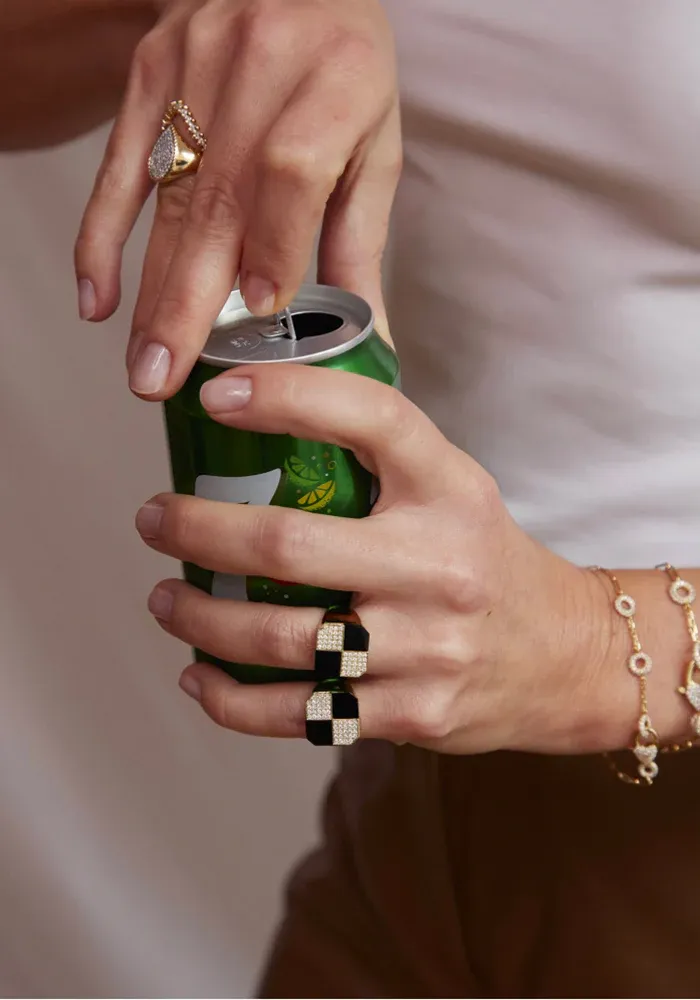 Bague Petit Damier Onyx Et Diamants – Image 3