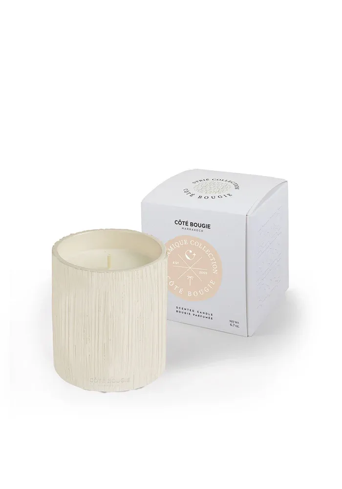 Bougie Céramique Striée Blanche S – Image 3
