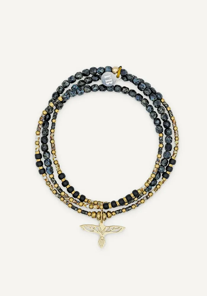 Bracelet 3 Tours Ou Collier Eagles Noir Rock