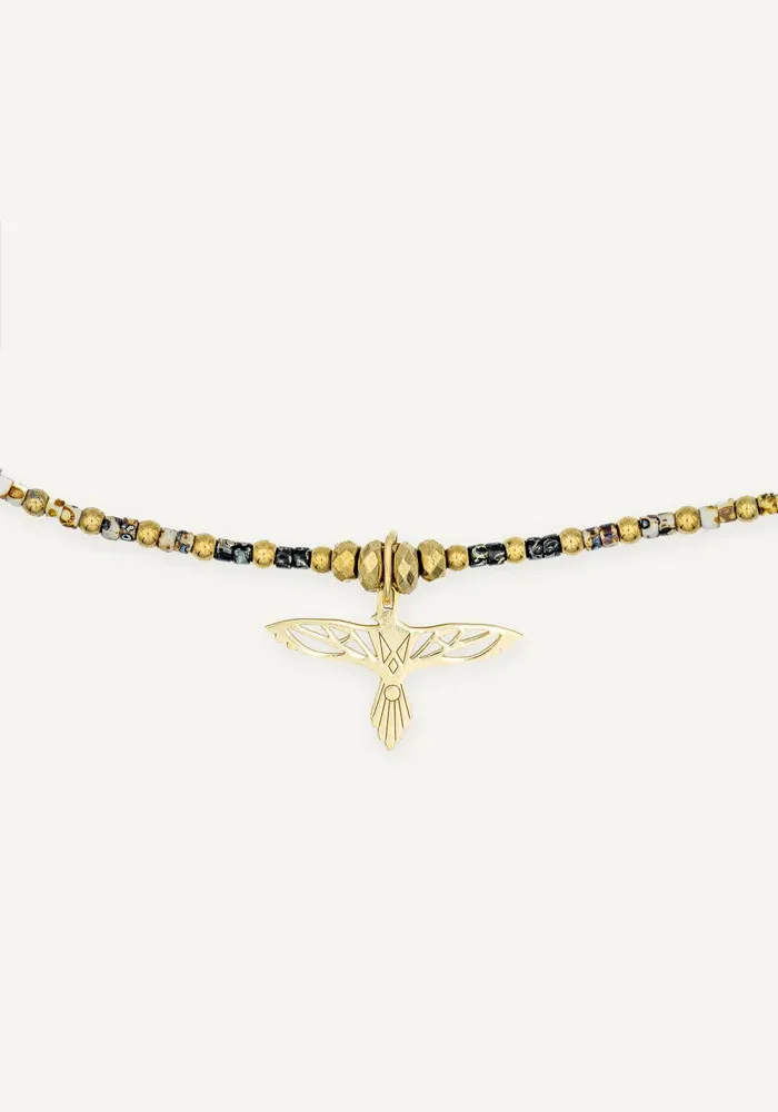 Bracelet 3 Tours Ou Collier Eagles Noir Rock – Image 3