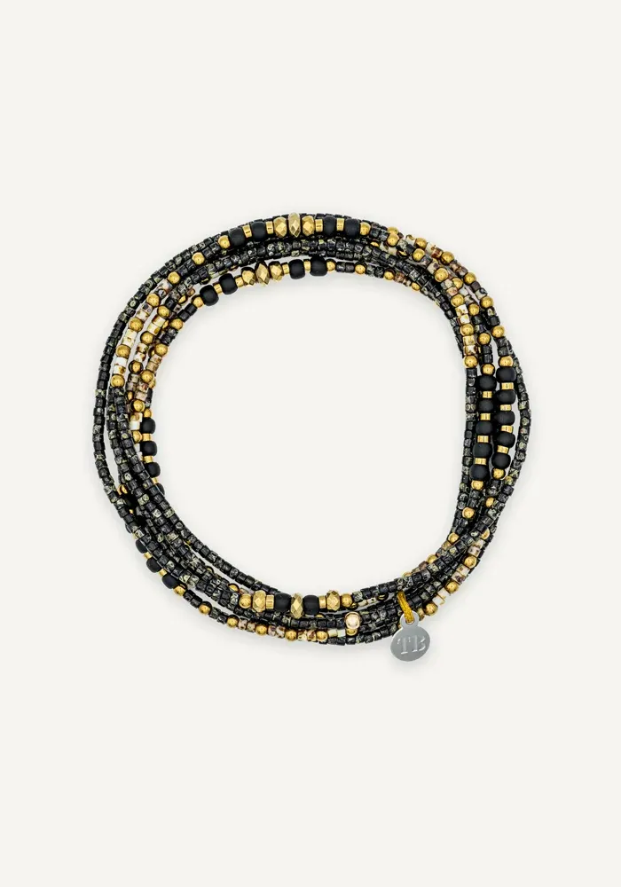 Bracelet 6 Tours Ou Sautoir Eagle Slim Noir Rock