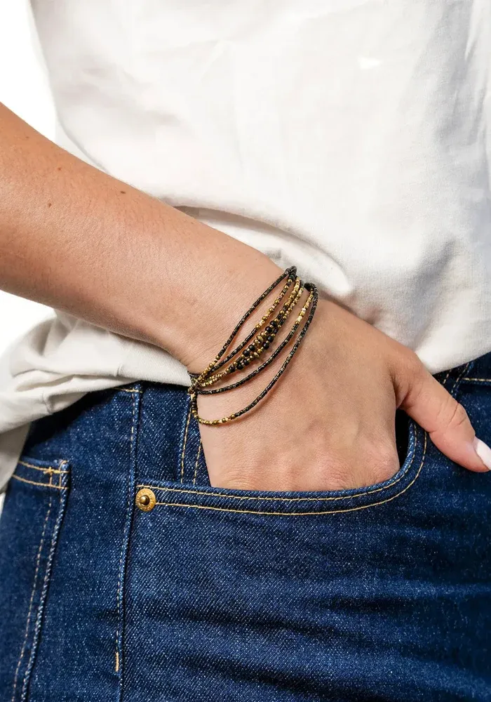 Bracelet 6 Tours Ou Sautoir Eagle Slim Noir Rock – Image 3