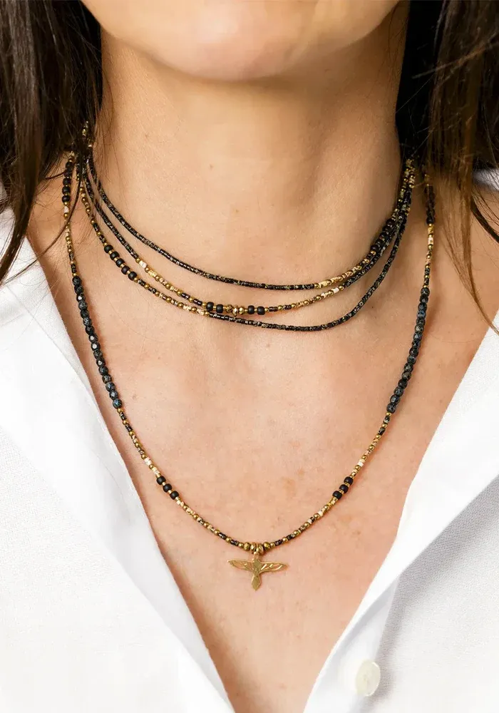 Bracelet 6 Tours Ou Sautoir Eagle Slim Noir Rock – Image 2