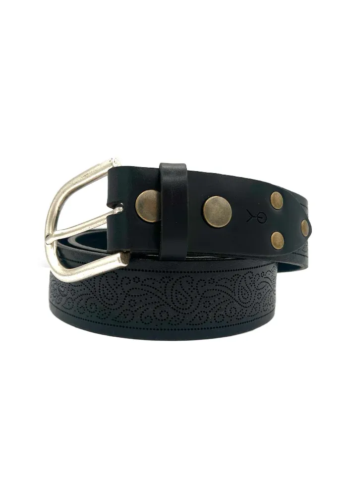 Ceinture Cuir Piqué Cashmere Noir – Image 2
