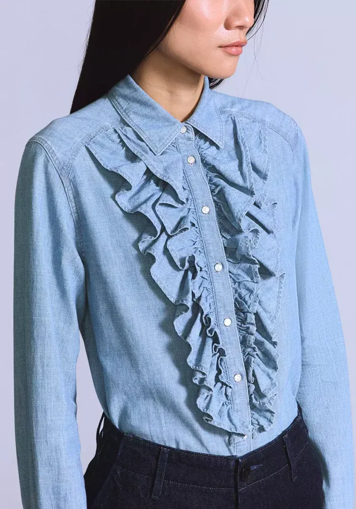 Chemise Tuxedo Blue Laggon Wash – Image 4