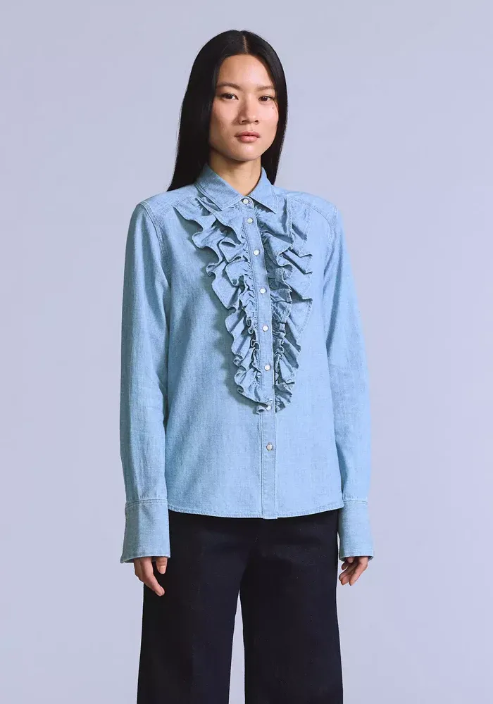 Chemise Tuxedo Blue Laggon Wash – Image 2