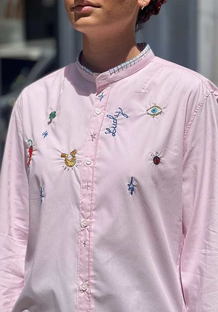 Chemise Lucky Col Mao Rose – Image 4