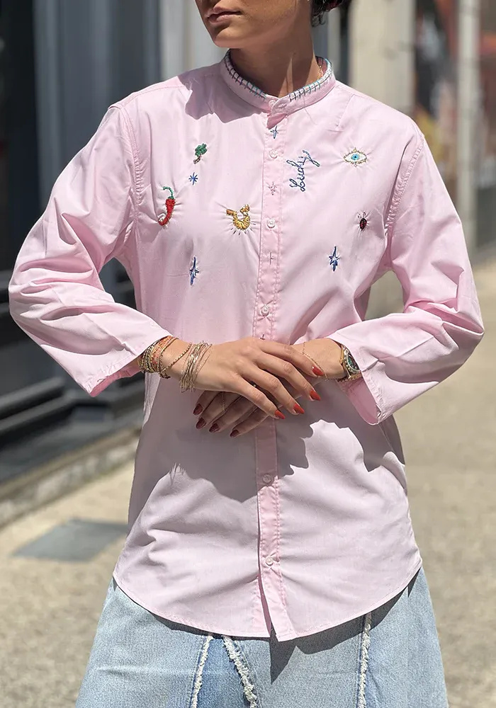 Chemise Lucky Col Mao Rose – Image 2