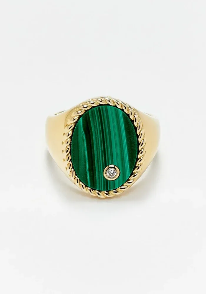 Chevalière Ovale Malachite