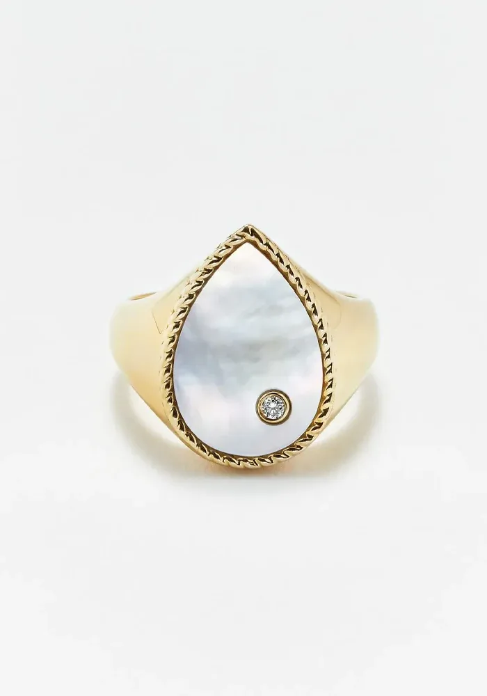 Chevalière Poire Nacre