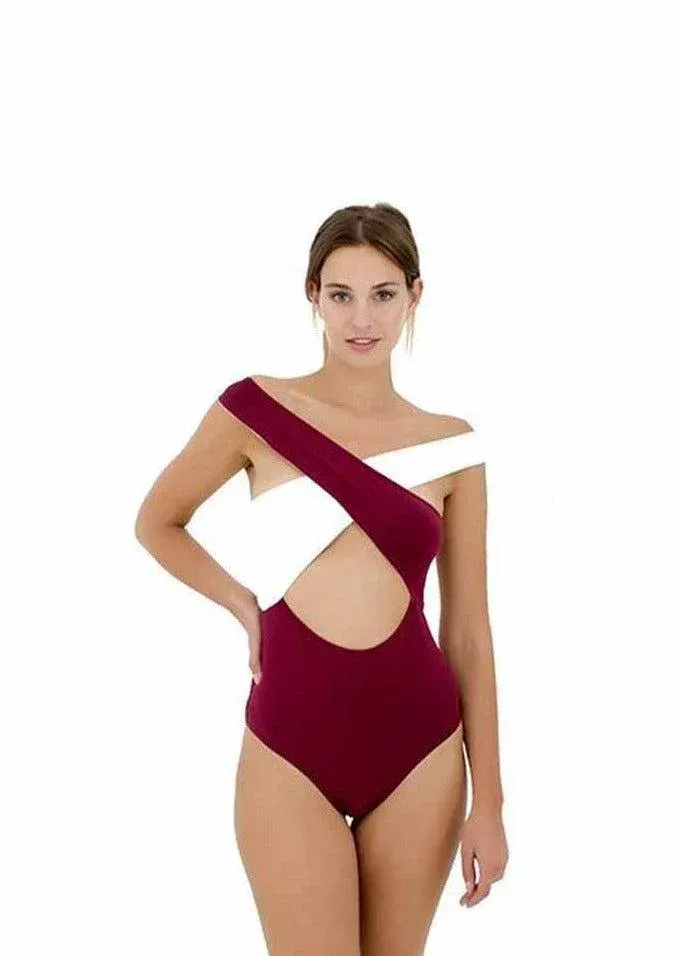 Maillot de Bain Chloé Bordeaux & Blanc