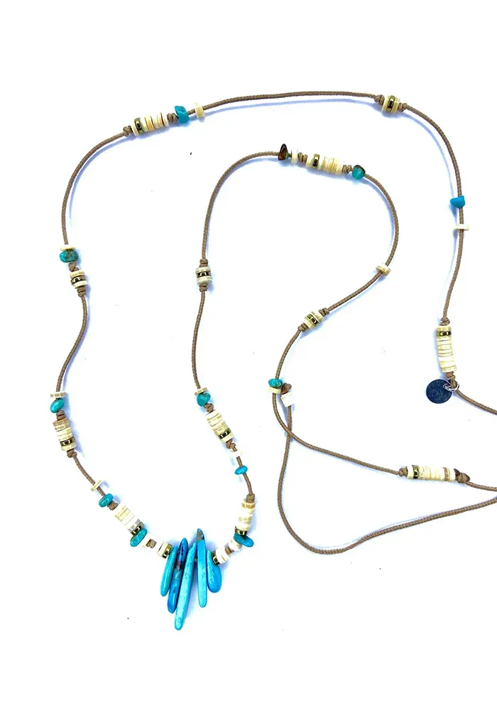 Sautoir Turquoise, Nacre Et Hématite