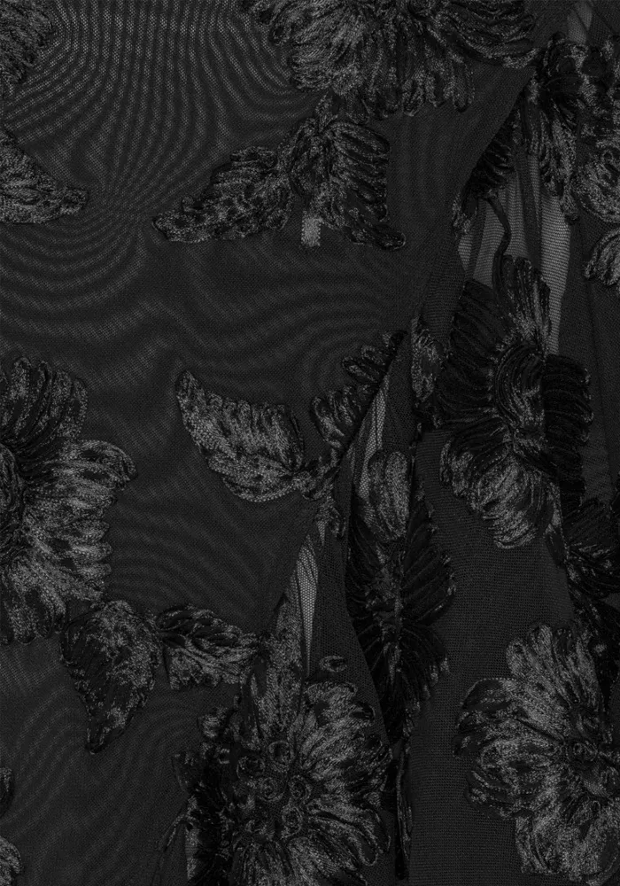 Robe Flower Mesh Ruffle Noire – Image 6