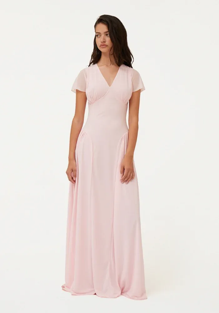 Robe Maxi V Neck Rose Pale