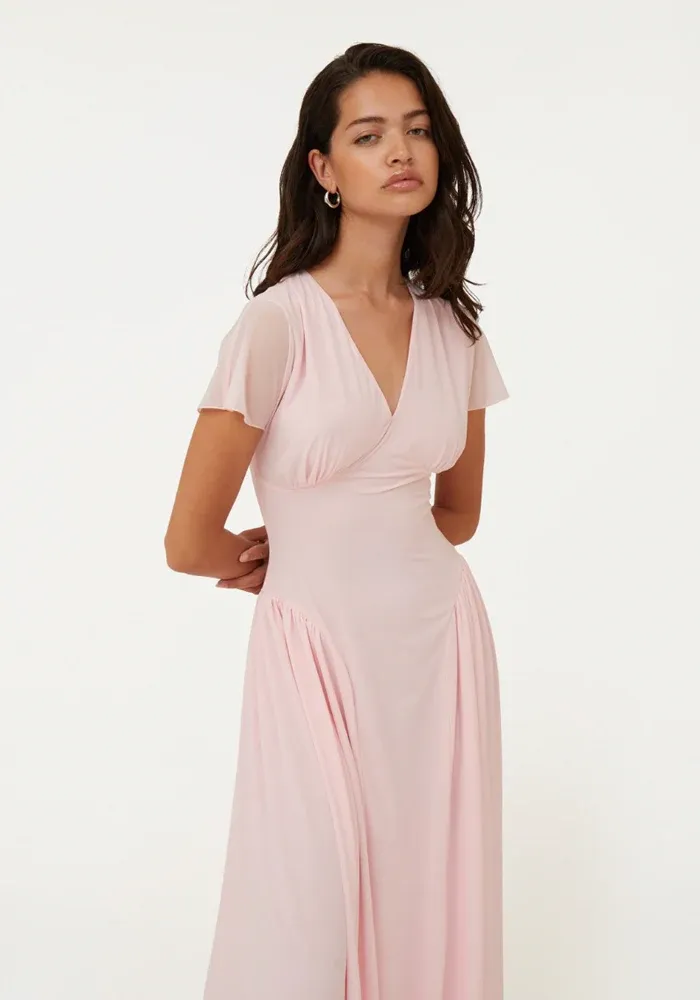 Robe Maxi V Neck Rose Pale – Image 3
