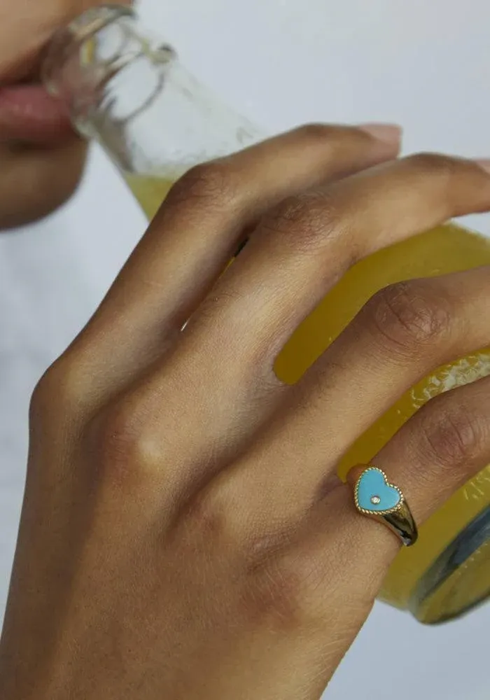 Baby Chevalière Coeur Turquoise – Image 3